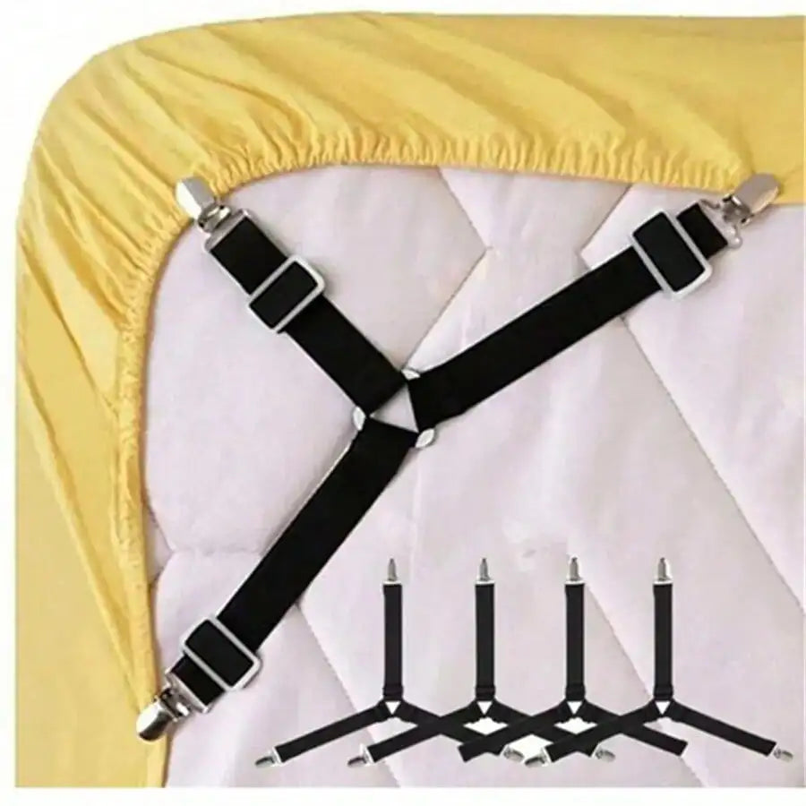 4-Piece Adjustable Bed Sheet Fastener Set .Triangle Mattress Sheet Clips