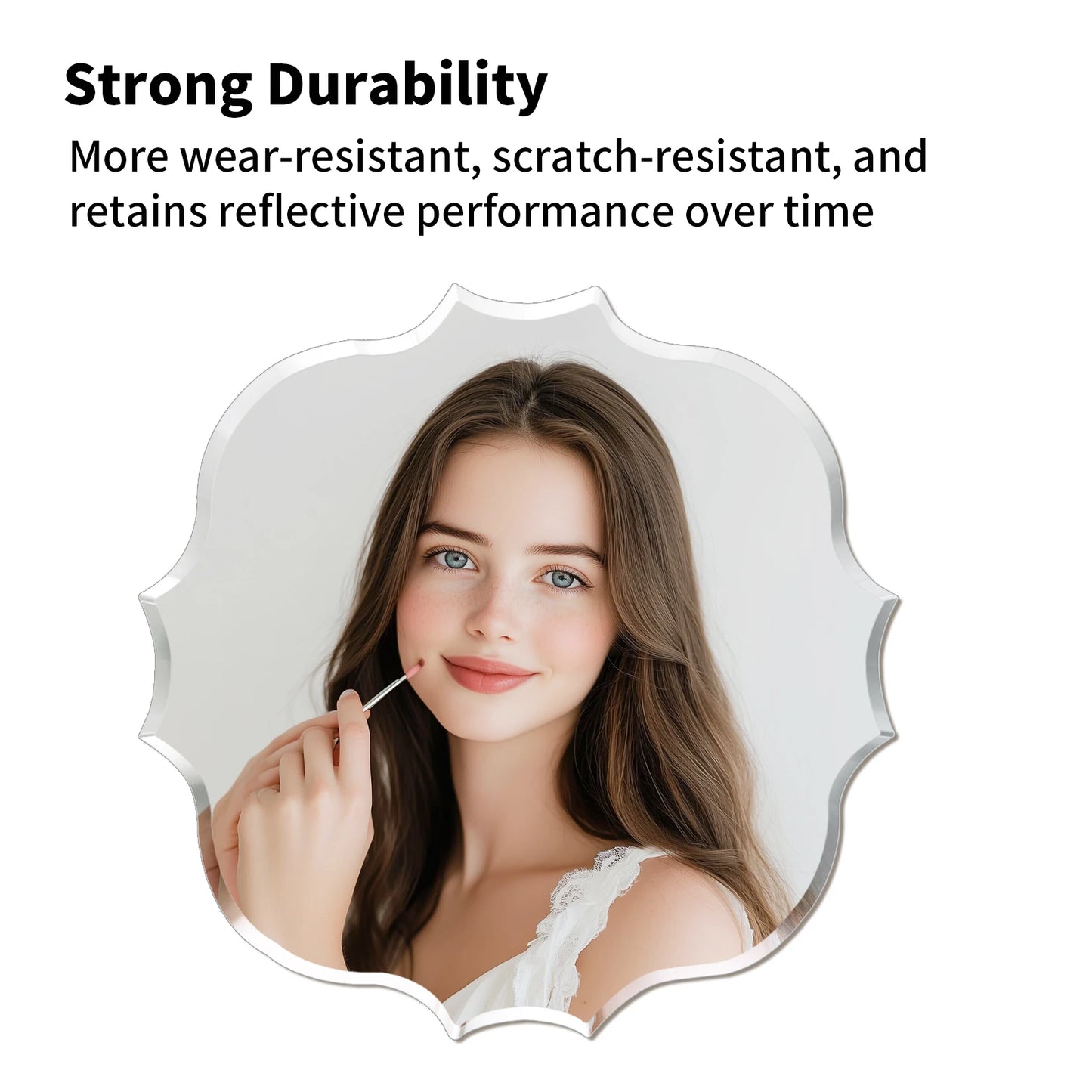 Wisfor Scalloped Edge Beveled Frameless Bathroom Wall Mirror for Living romm, Bedroom, Entrance