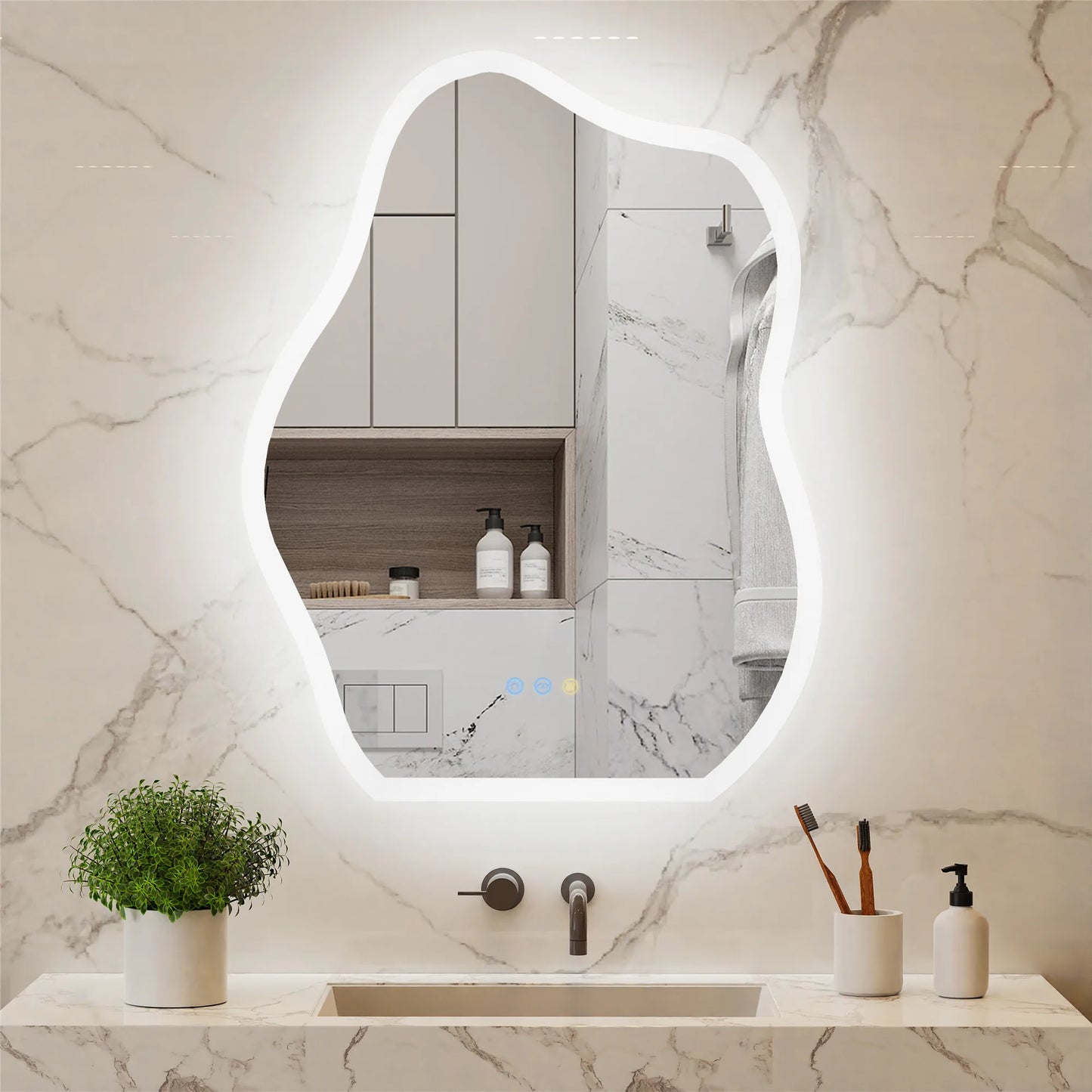 Cloud Shaped LED Bathroom Mirror with Lights - Anti-Fog, Dimmable 3 Color Temperatures (3000K-6000K), CRI90+ High Color