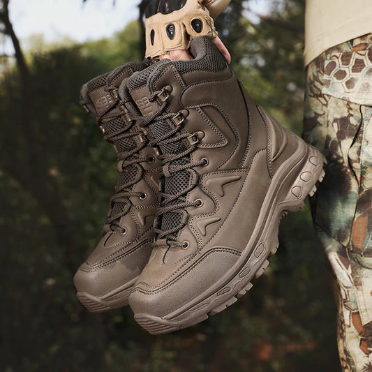 Mens Hiking Boots Outdoor Tactical Combat Mid Calf
