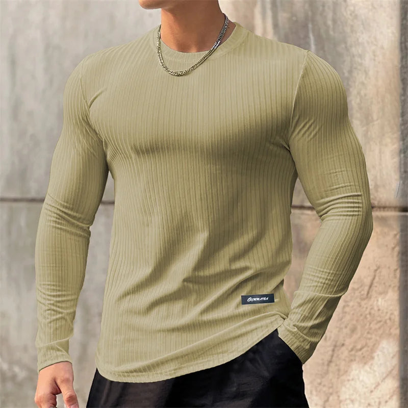 Men’s Breathable Long Sleeve Fitness Training Shirt. Athletic Slim Fit Activewear