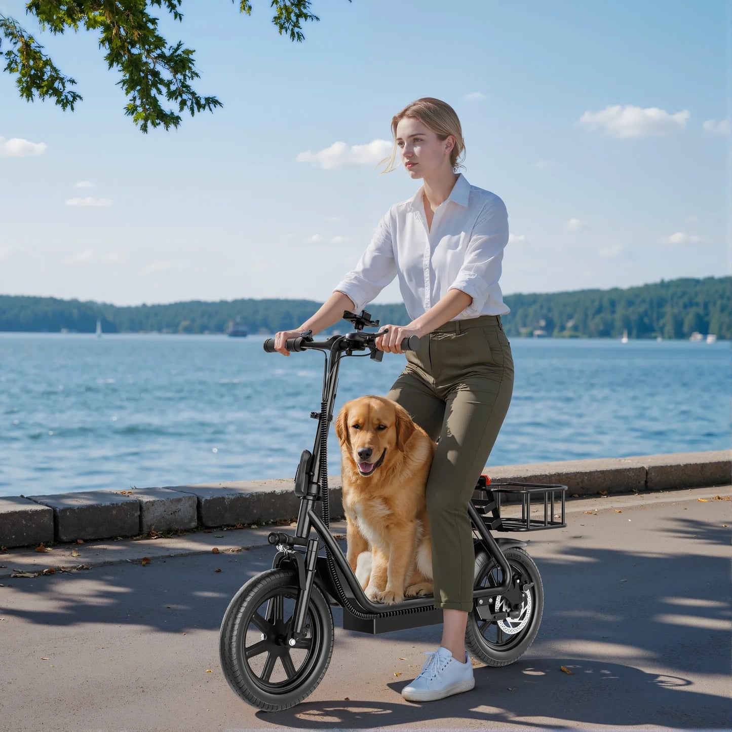 500W Electric Scooter with Seat  Folding Commuter E-Scooter for Adults, 22 MPH Top Speed & Long-Range Battery