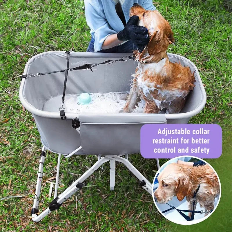 Elevated Foldable Dog Bath Tub Grooming Station
