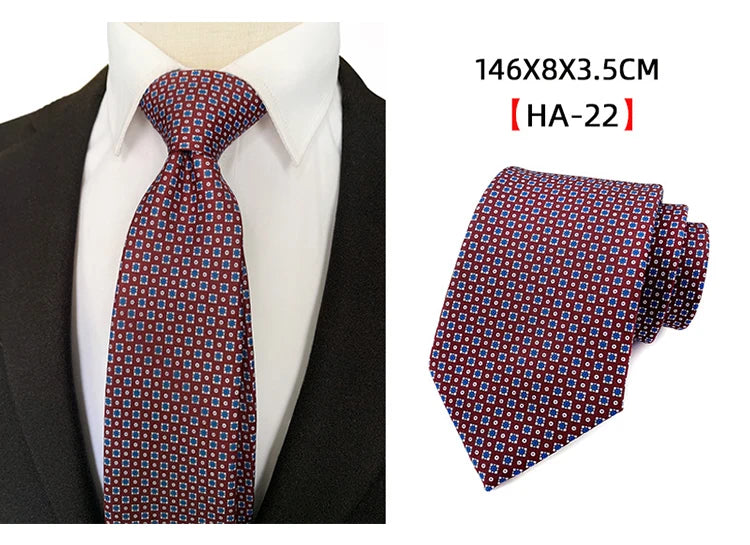 Men’s Luxury 8cm Vintage Silk Necktie Classic Designer Business, Wedding & Formal Dress Tie