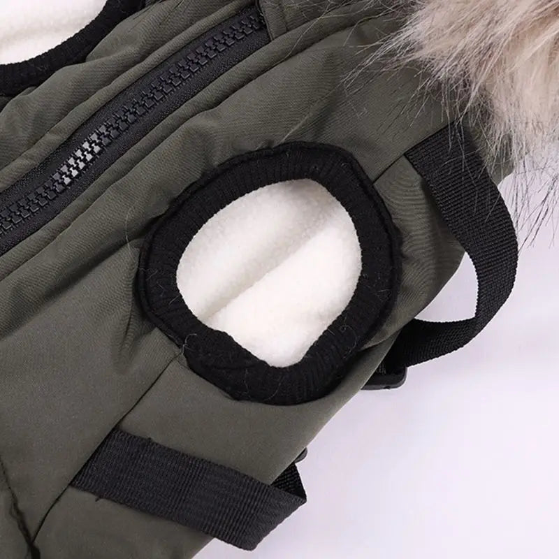 Luxury Hooded Pet Winter Jacket with Built-In Harness