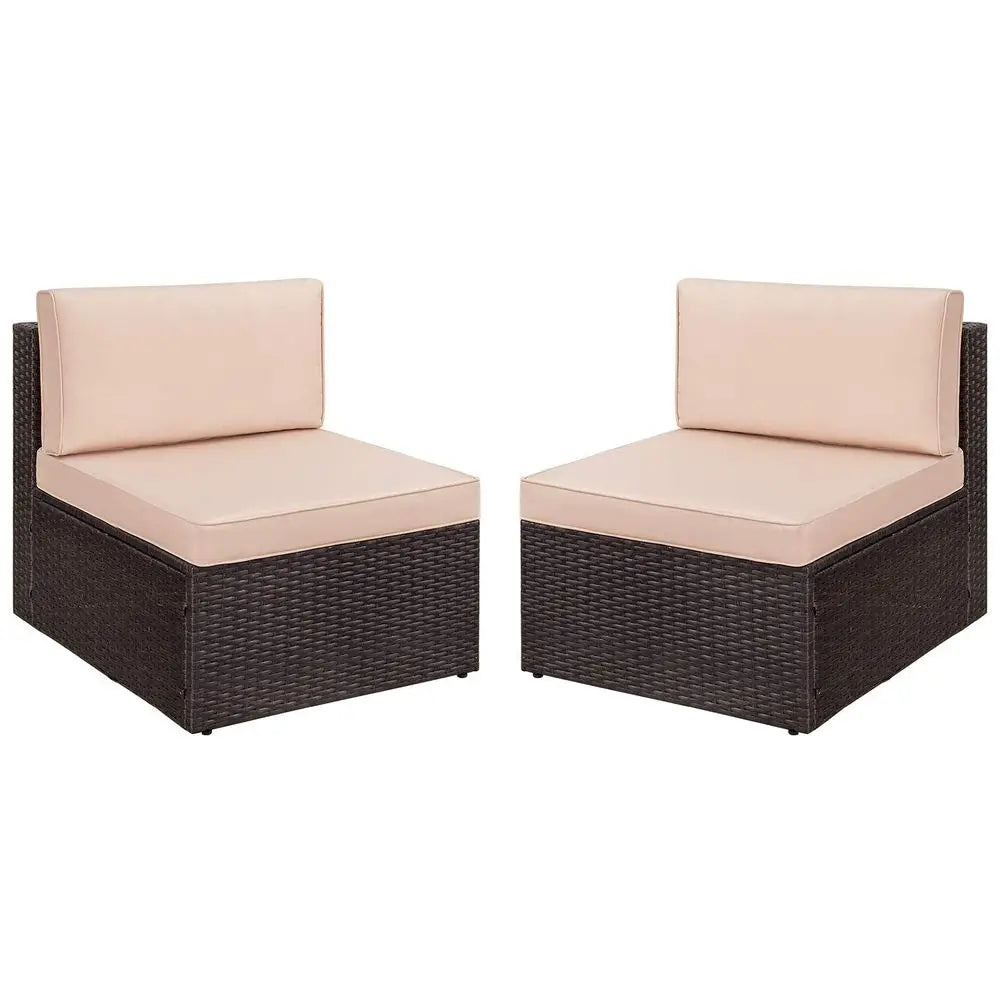 2 Piece All Weather Outdoor Patio Sofa Set with Cushions