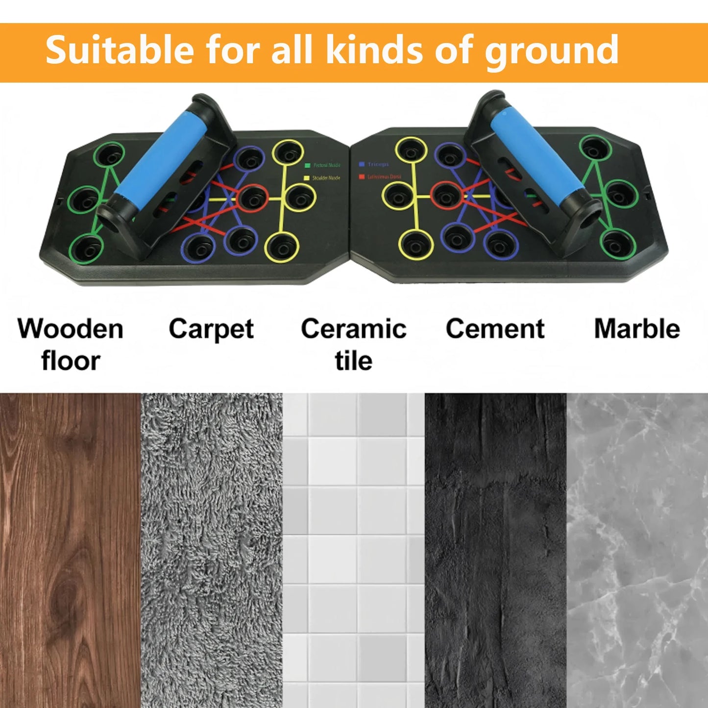 Portable Push-Up Board Set with Handles . Foldable Full Body Strength Training System