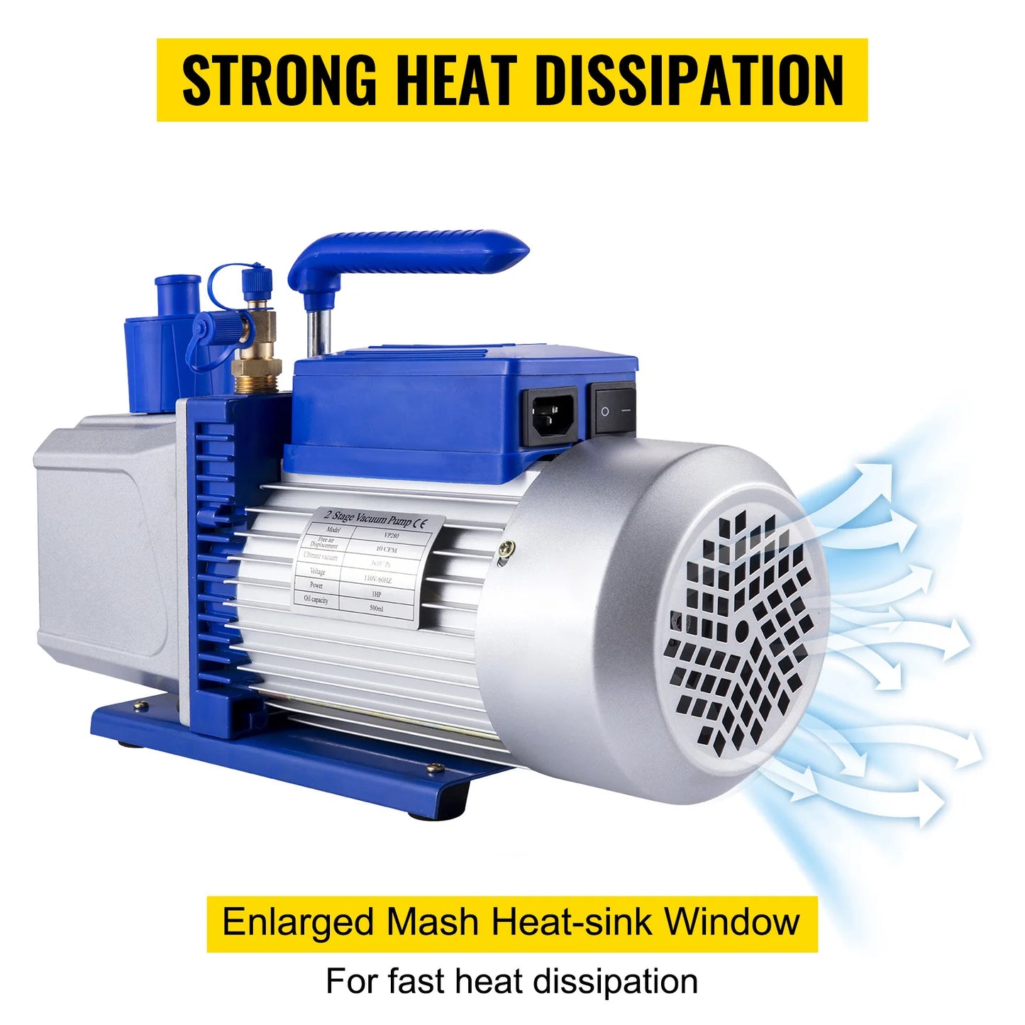 SucceBuy 2 Stage Vacuum Pump 10 CFM 1HP Vane Pump For HVAC