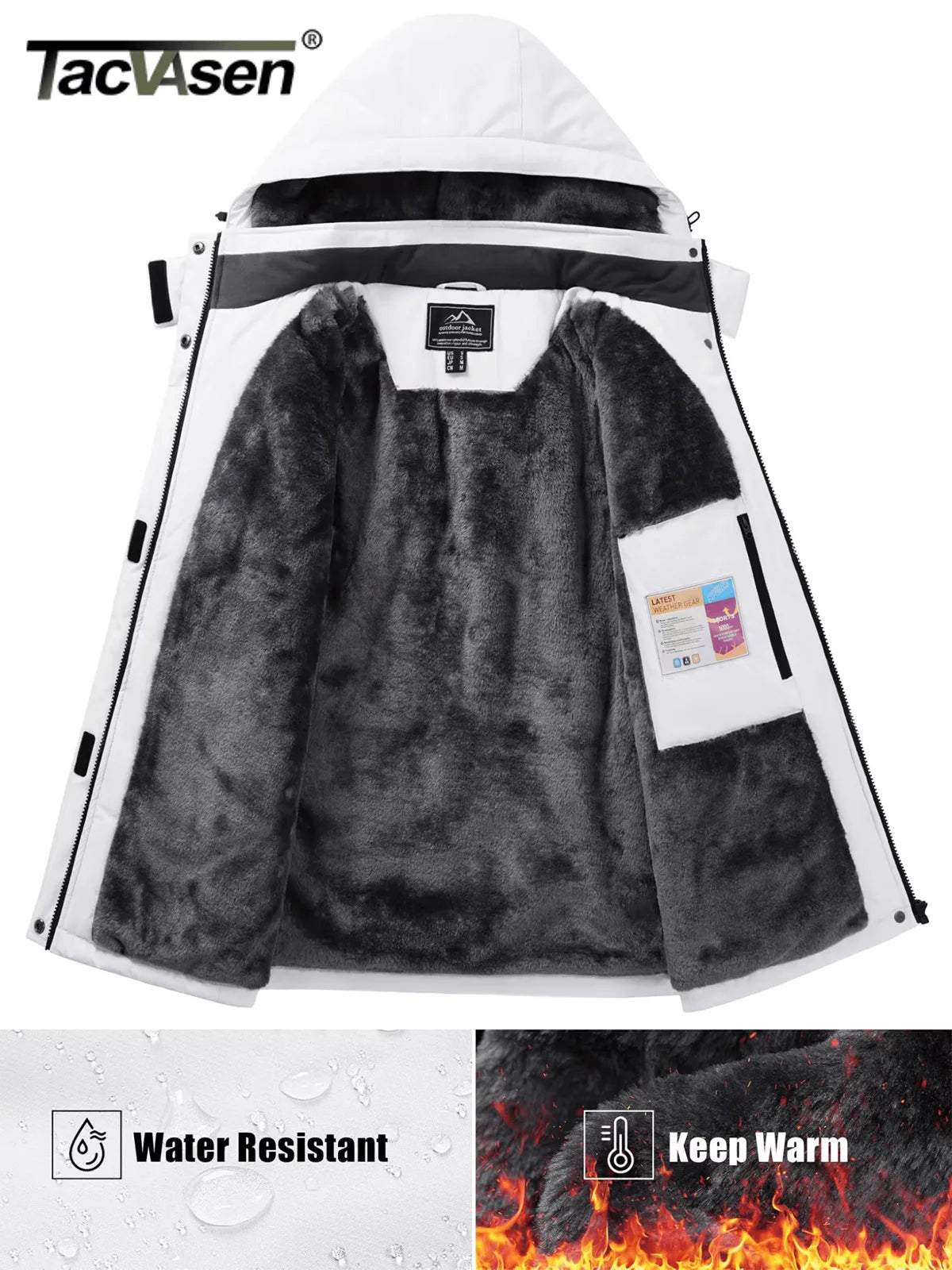 Women's Fleece Lined Hooded Winter Parka Jacket Warm Water-Resistant Coat