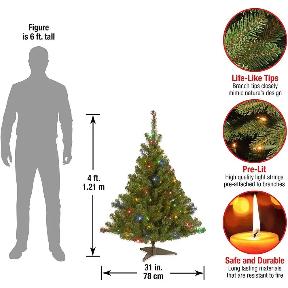 Pre-Lit Artificial Christmas Tree with Decorative Ornaments . Classic Holiday Tree for Home Décor