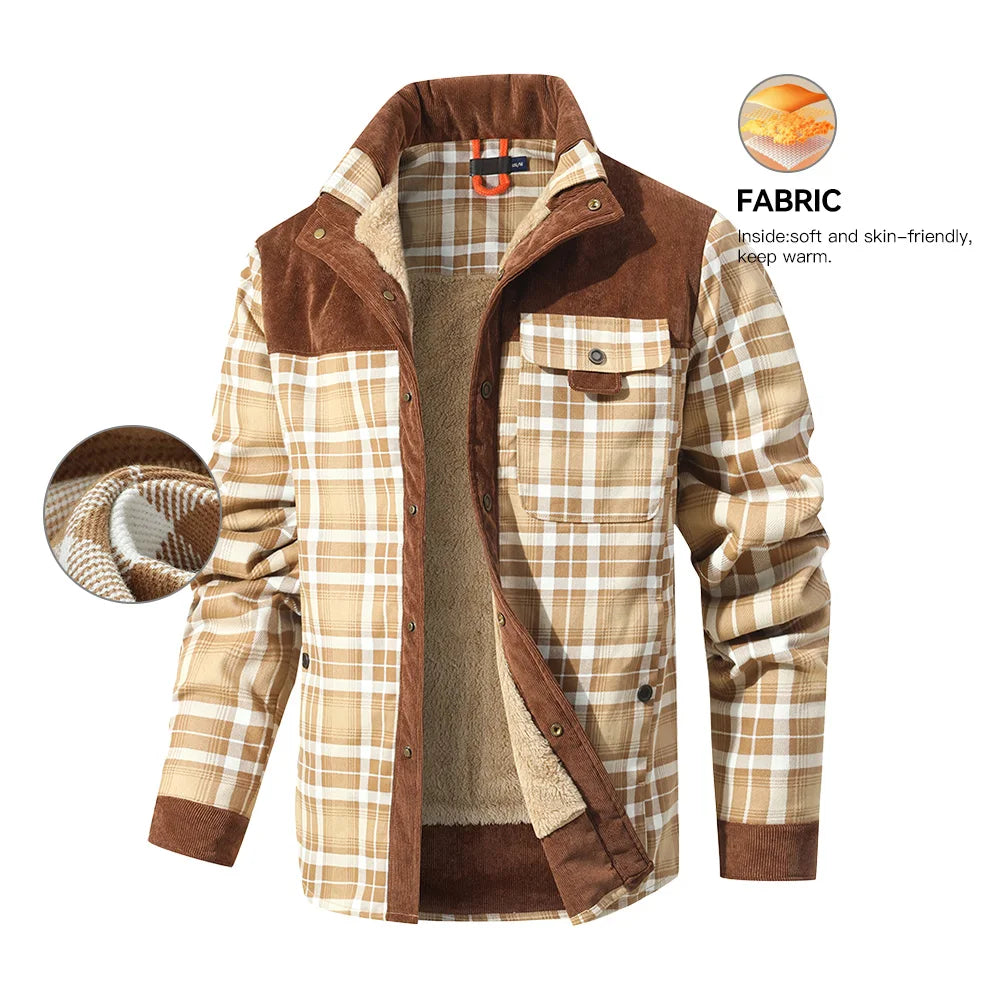Men’s Sherpa Lined Plaid Bomber Jacket