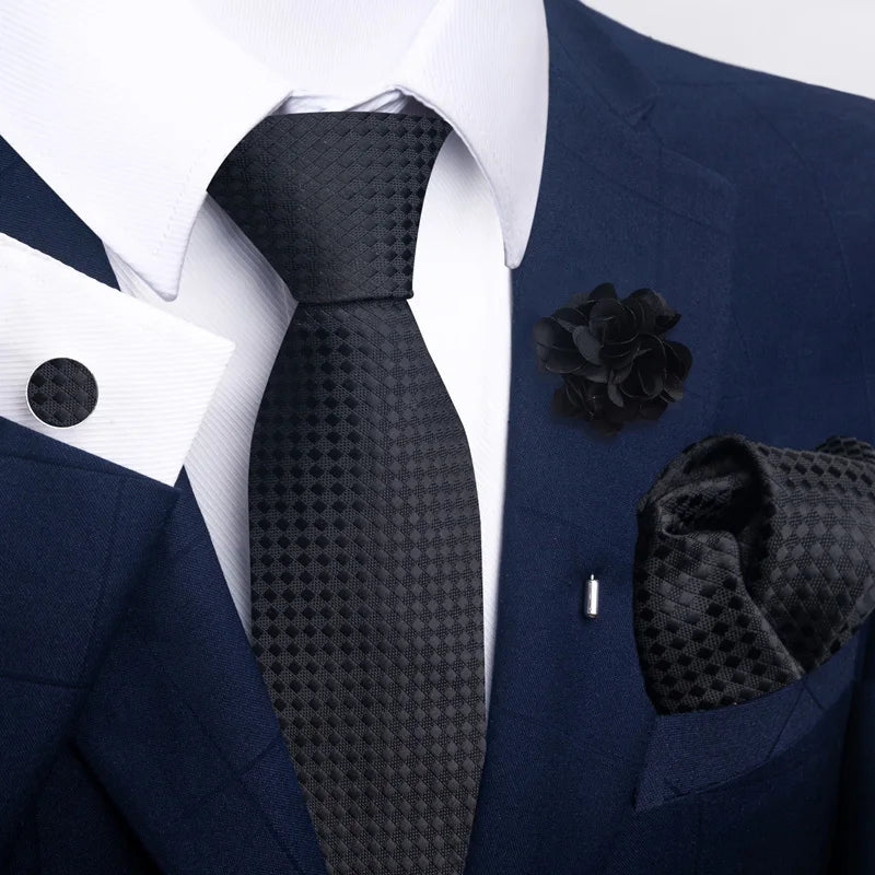 Luxury Green Floral Men’s Necktie Set .Tie, Pocket Square & Cufflinks