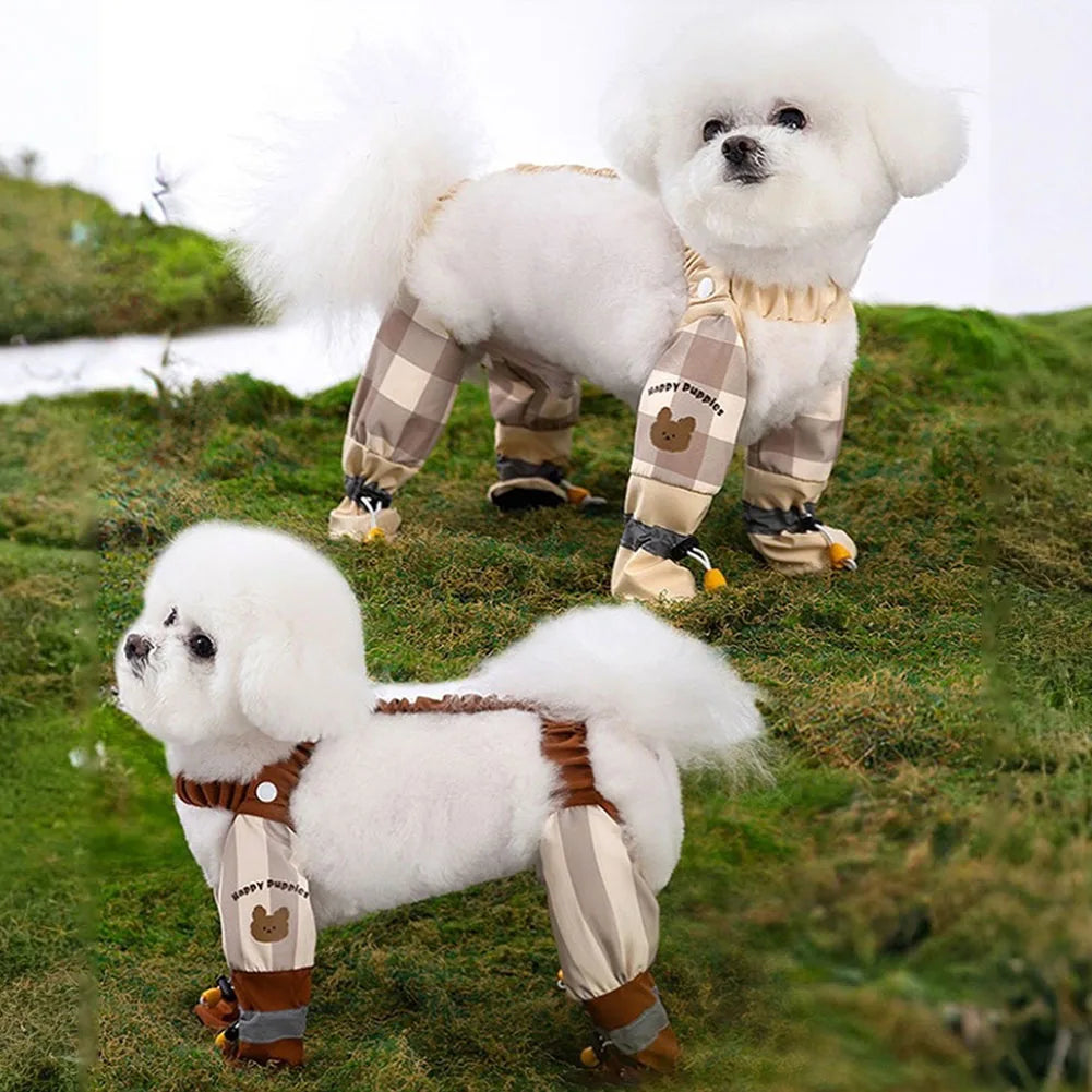 Dirty-Proof Dog Suspender Boots with Suspender Anti-Slip Adjustable Straps Pets Dustproof Pants for Small Medium Dogs