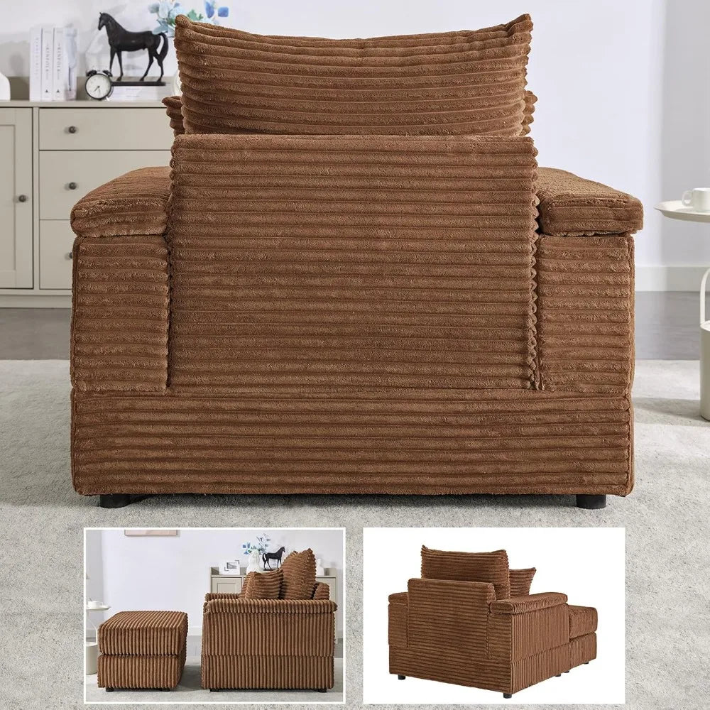 Oversized Chair With Ottoman Indoor Lounge Extra Deep Seat