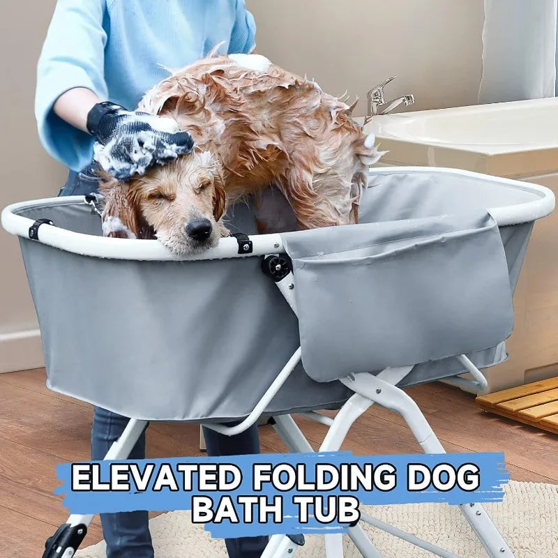 Elevated Foldable Dog Bath Tub Grooming Station