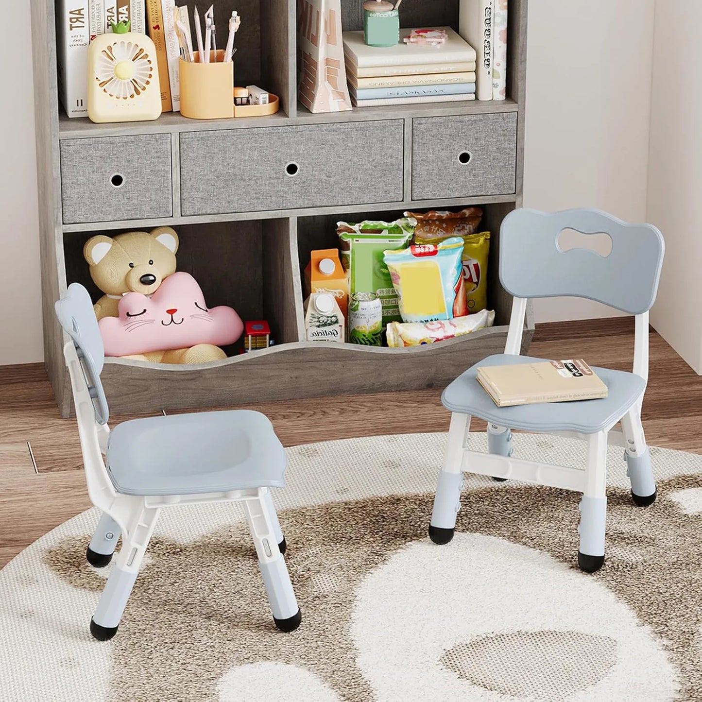2-Piece Adjustable Kids Chair Set – Stackable Children’s Seating with 3-Level Height Adjustment
