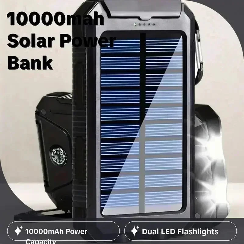 Outdoor Power Non Stop 10000mAh Solar Power Bank . QC3.0 Fast Charging Portable Charger