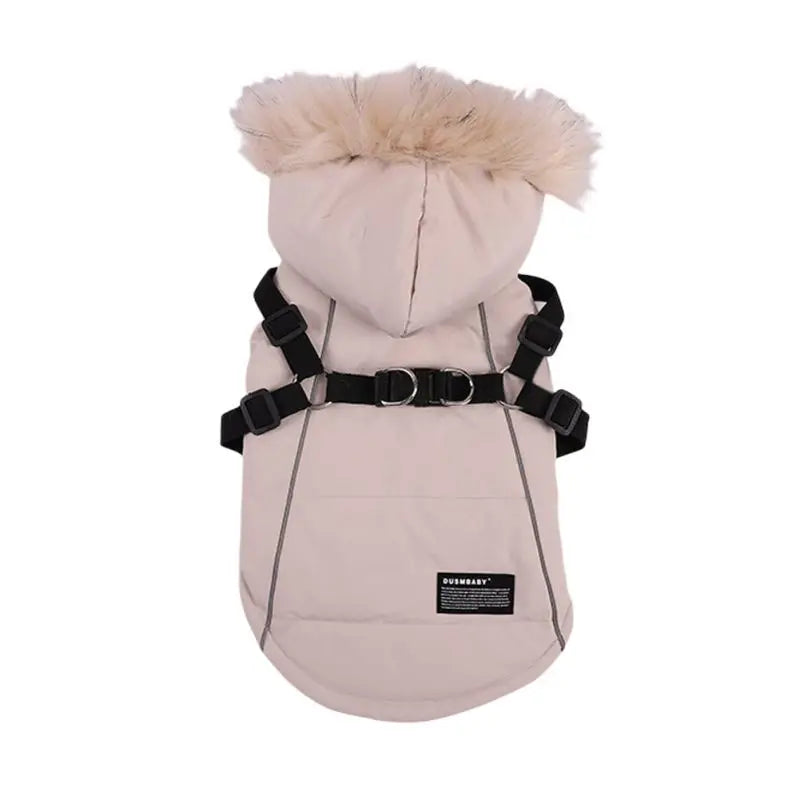 Luxury Hooded Pet Winter Jacket with Built-In Harness