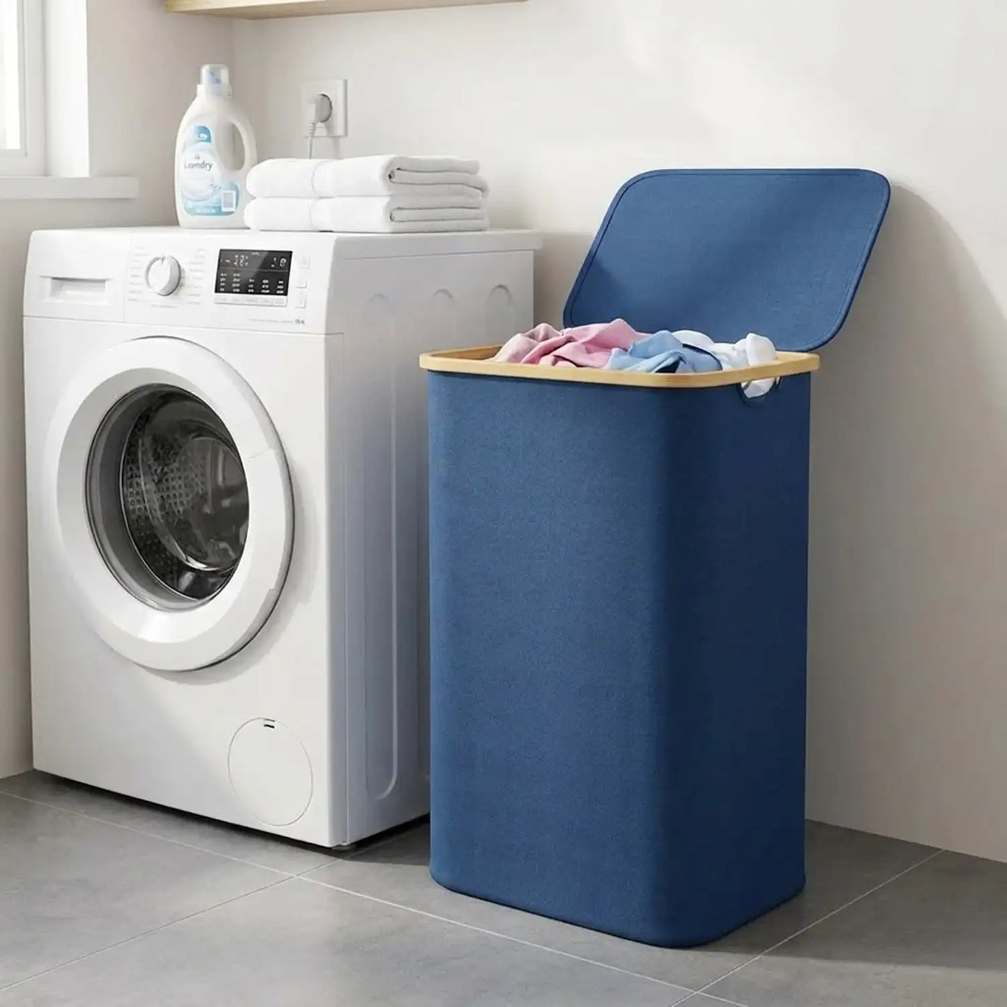 110L Large Capacity Laundry Hamper with Lid & Handles.  Collapsible Oxford Fabric Basket