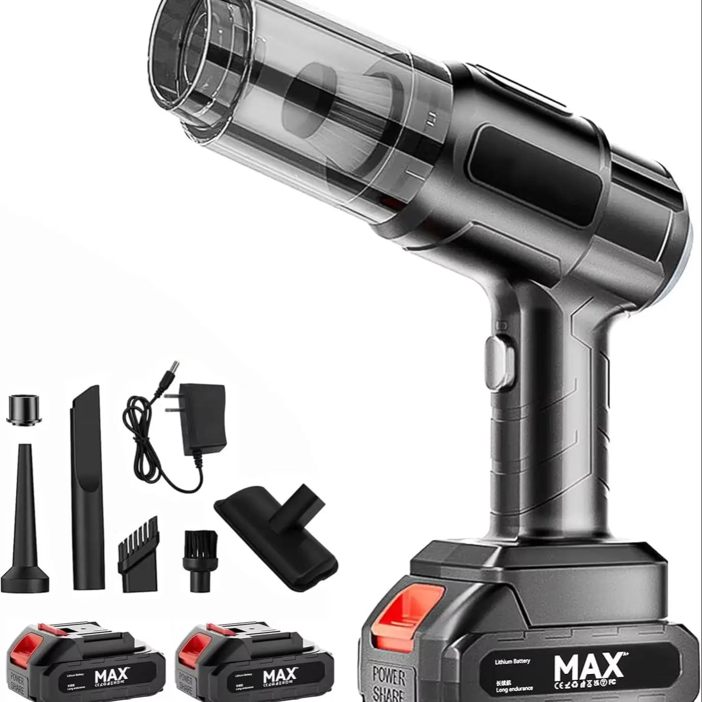 Premium Cordless Handheld Car Vacuum Cleaner | Rechargeable Brushless Motor Vacuum with Dual Batteries & Multi-Surface Cleaning Attachments