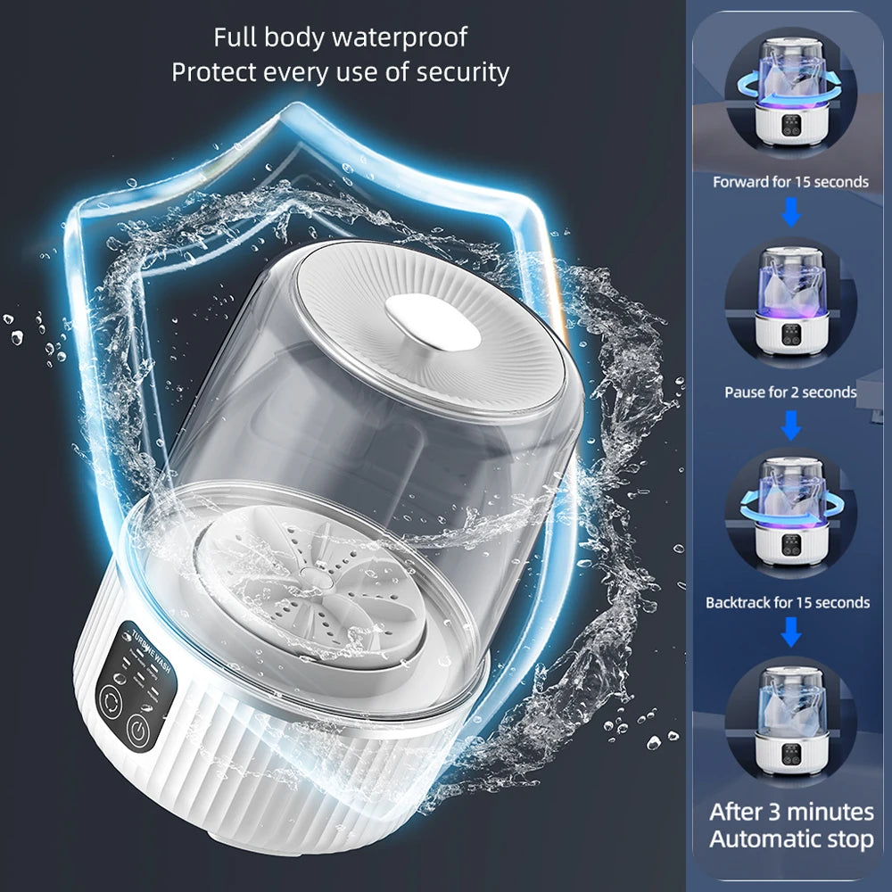15L Rechargeable Cordless Mini Washing Machine. Portable Compact Washer