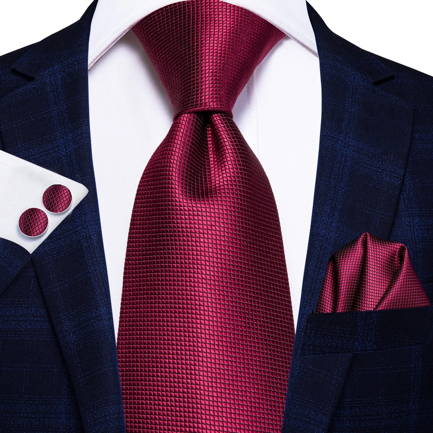 Luxury Burgundy Paisley Men’s Tie Set. Silk Formal Necktie & Pocket Square