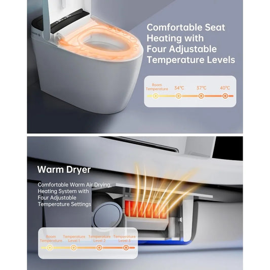 Smart One Piece Bidet Toilet With Auto Open Lid Heated Seat