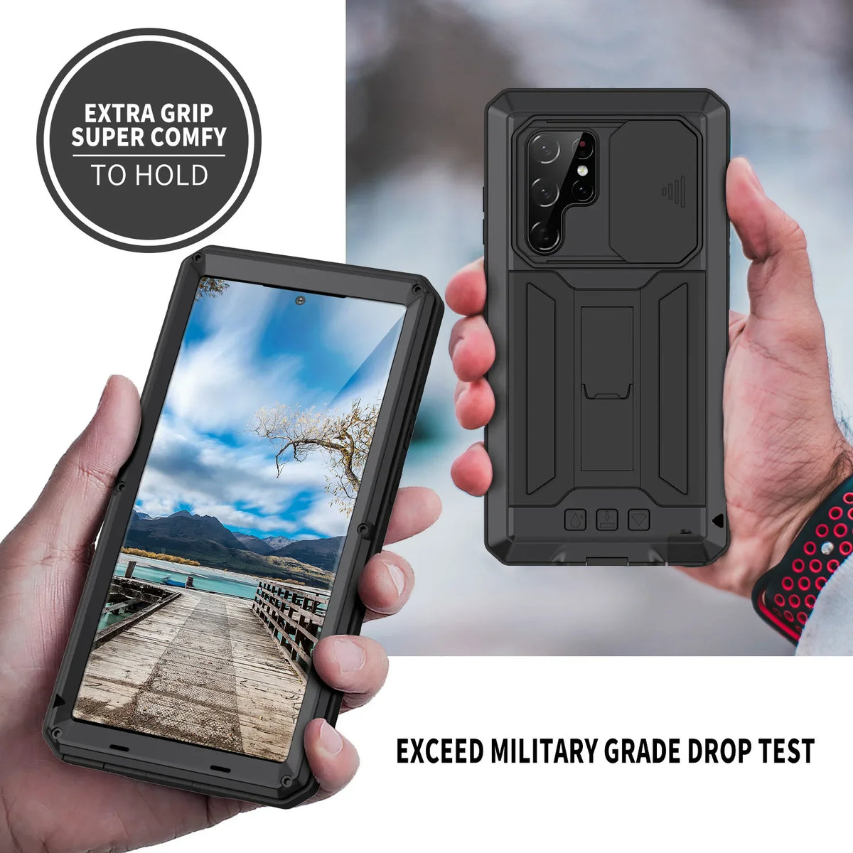 Military-Grade Full-Body Rugged Case for Samsung Galaxy S24 Series . Heavy Duty Shockproof Protective Phone Cover with Built-In Stand