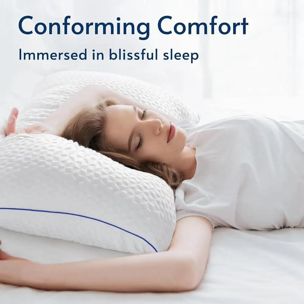 Adjustable Memory Foam Pillows Set 2 Shredded Neck Support