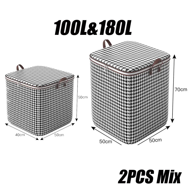 Large Woven Storage Baskets with Lids for Laundry & Home Organization