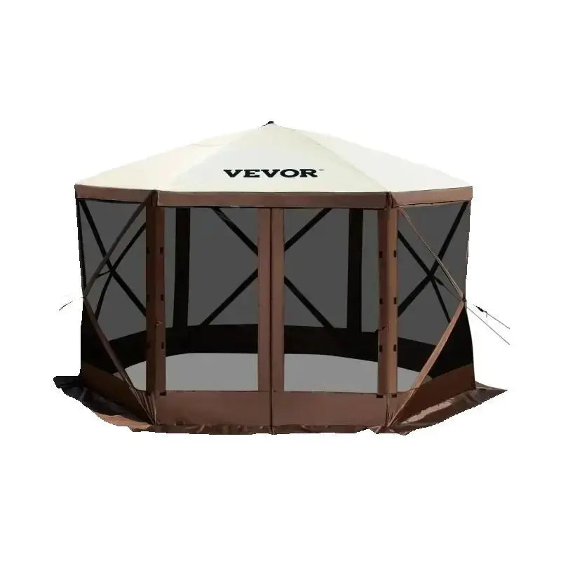 6-Sided Pop-Up Camping Gazebo Canopy Shelter – Spacious Outdoor Screen House for Camping, Picnics & Backyard Gatherings