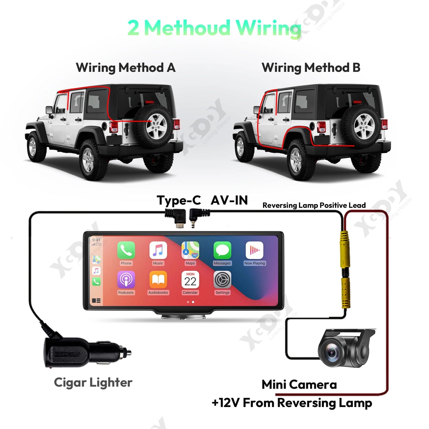 XGODY 10.26" 4K Dash Cam Wireless Carplay Android Auto Car DVR WiFi Navigation Rearview Camera Dashboard Video