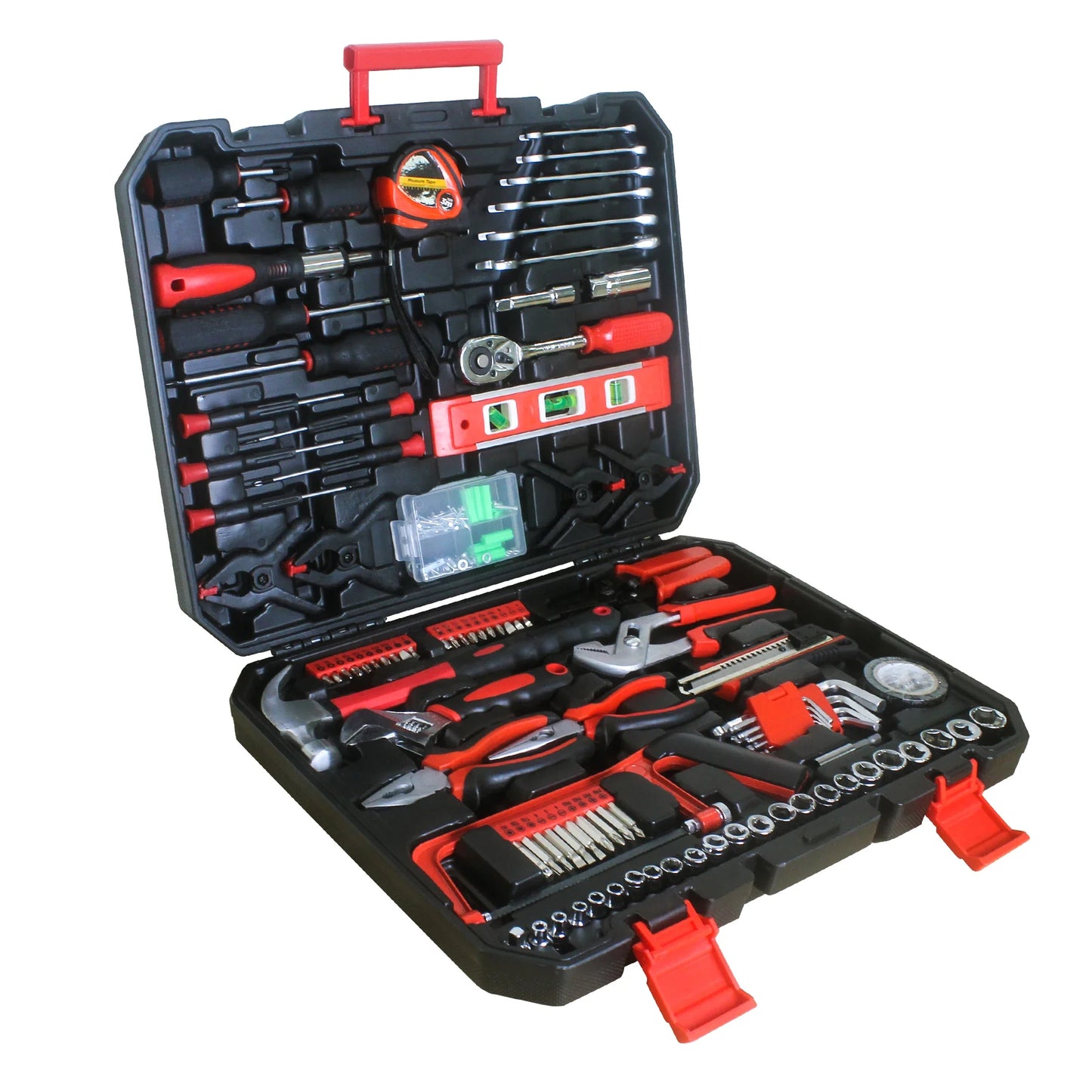 238 Piece Home Tool Kit, Auto Repair Tool Set, Tool Kit, Pliers, Screwdriver Set, Socket Set and Toolbox Organizer, Black + Red