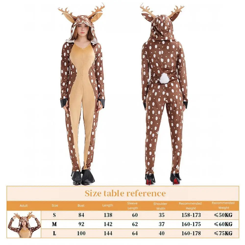 Reindeer Jumpsuit Costume for Adults Christmas Onesie