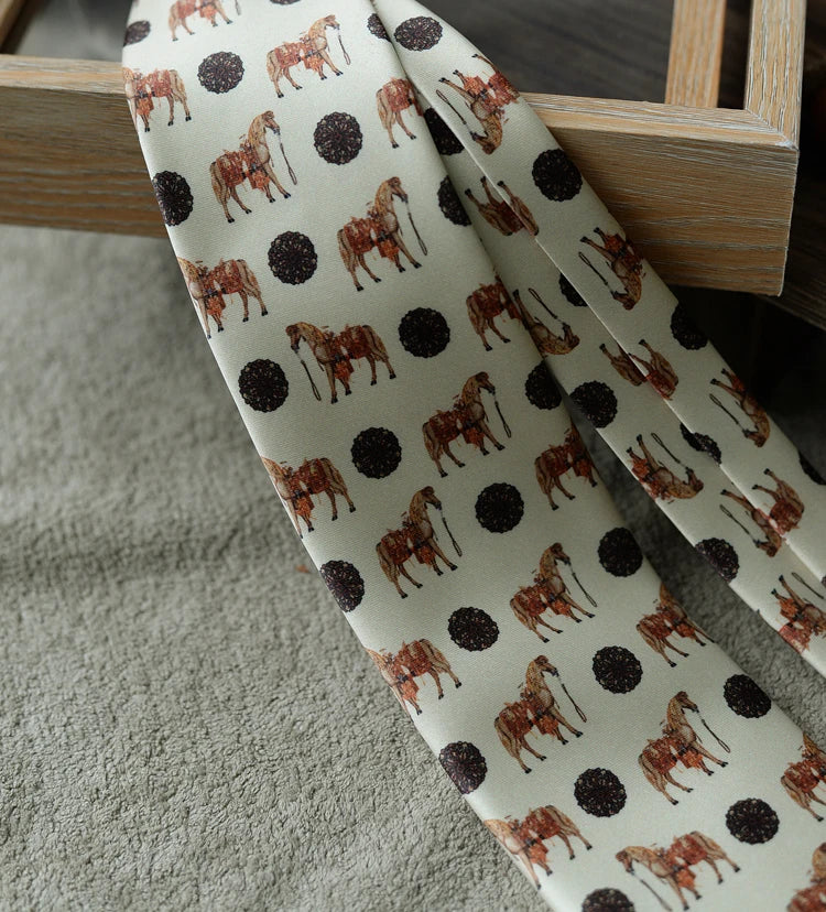 8cm Width New Design Printed Neckties Retro Anchor Animal Green Brown Neck Ties For Men Daily Wear Shirt Tuxedo Accessories Gift