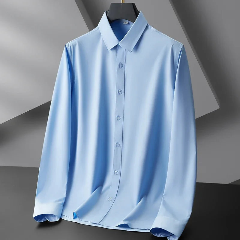 Men’s Business Casual Long Sleeve Shirt.  Wrinkle Resistant Solid Color Button Down