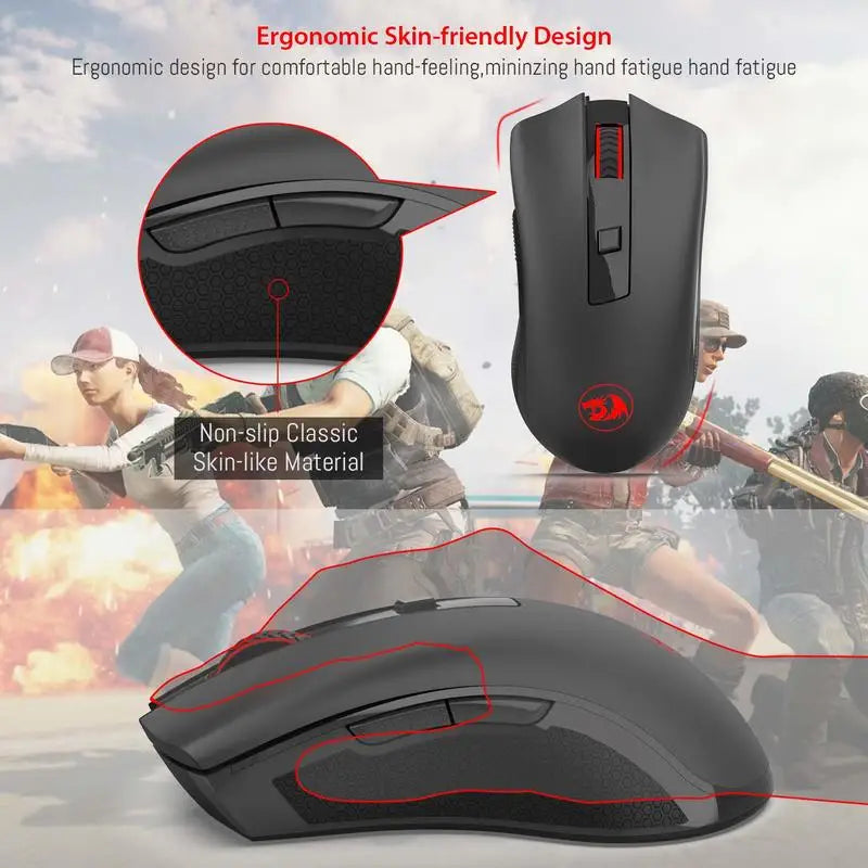 Redragon M652 2.4GHz Wireless Gaming Mouse, Ergonomic Optical USB Mouse with Adjustable DPI for PC, Laptop & Mac