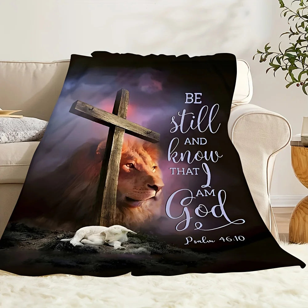 Inspirational Christian Flannel Throw Blanket . Faith-Based Soft Cozy Blanket for Home & Prayer Comfort