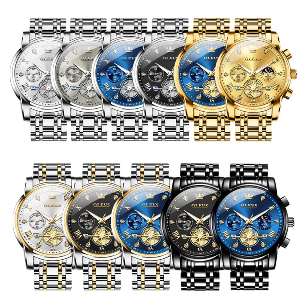 Men’s Classic Roman Numeral Watch. Elegant Metal Bracelet Design