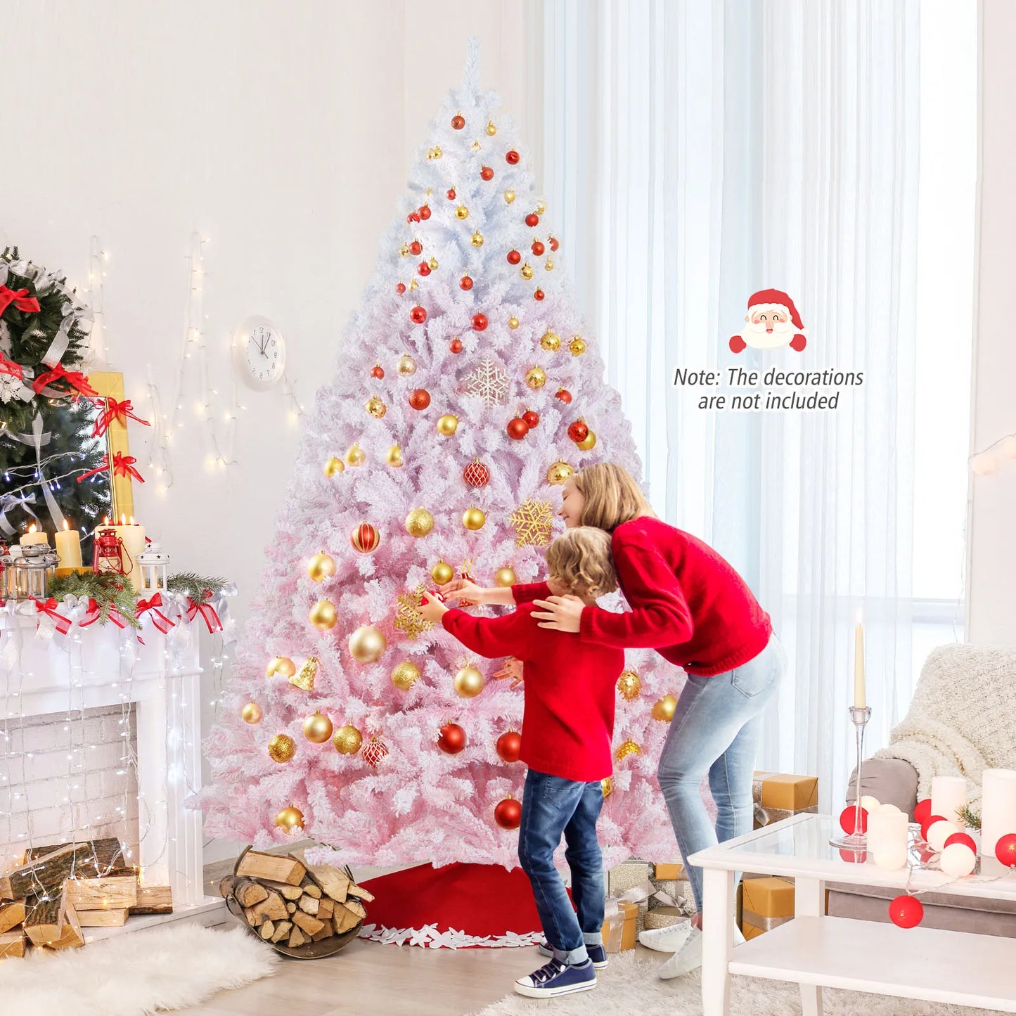 5FT–8FT Pink Flocked Artificial Christmas Tree. Elegant Holiday Décor for Home & Events