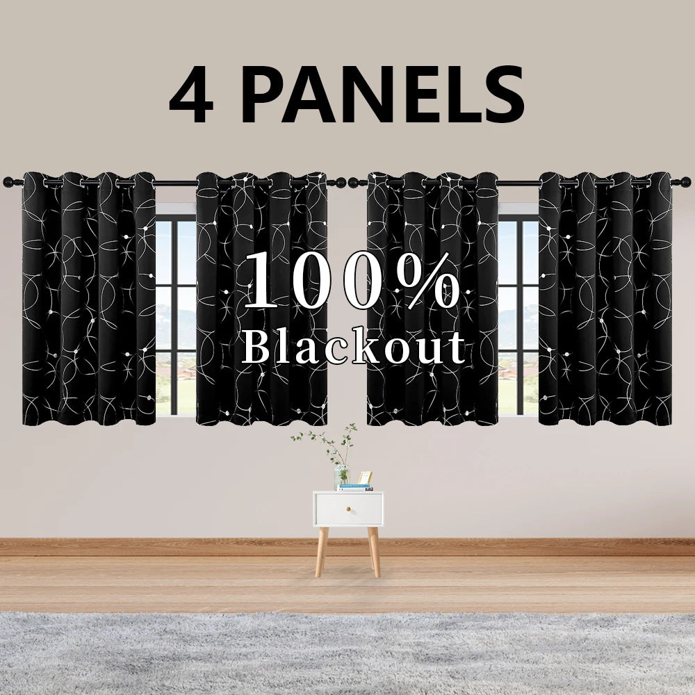 4 Panel Blackout Curtains .Thermal Insulated Room Darkening Window Drapes