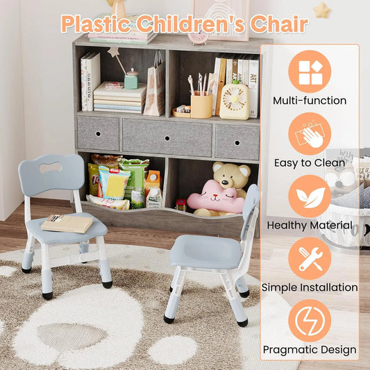 2-Piece Adjustable Kids Chair Set – Stackable Children’s Seating with 3-Level Height Adjustment