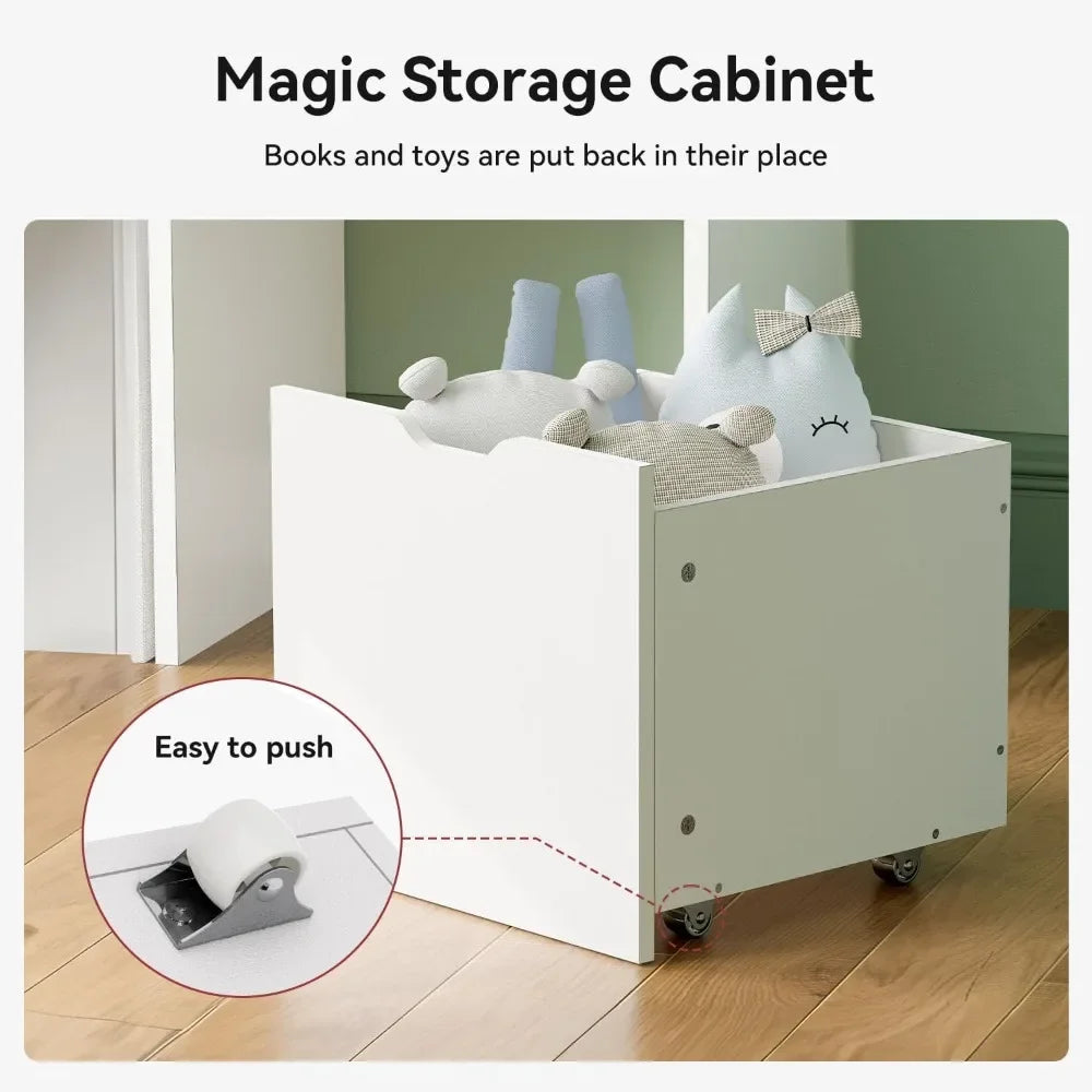 67 Inch Kids Reading Nook With Bench Bookshelf Cube Storage