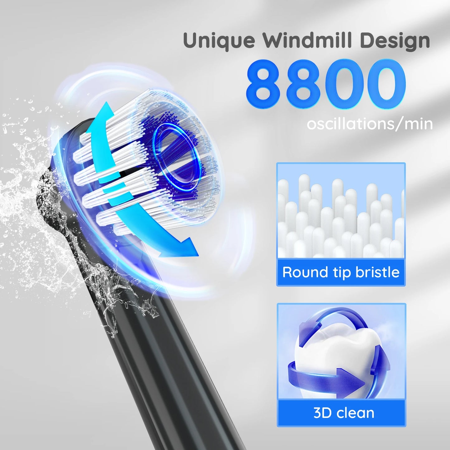 Electric Sonic Toothbrush 3 Modes USB Charge Adult Waterproof Ultrasonic Automatic Rotary Tooth 4 Brushes Replacement Heads