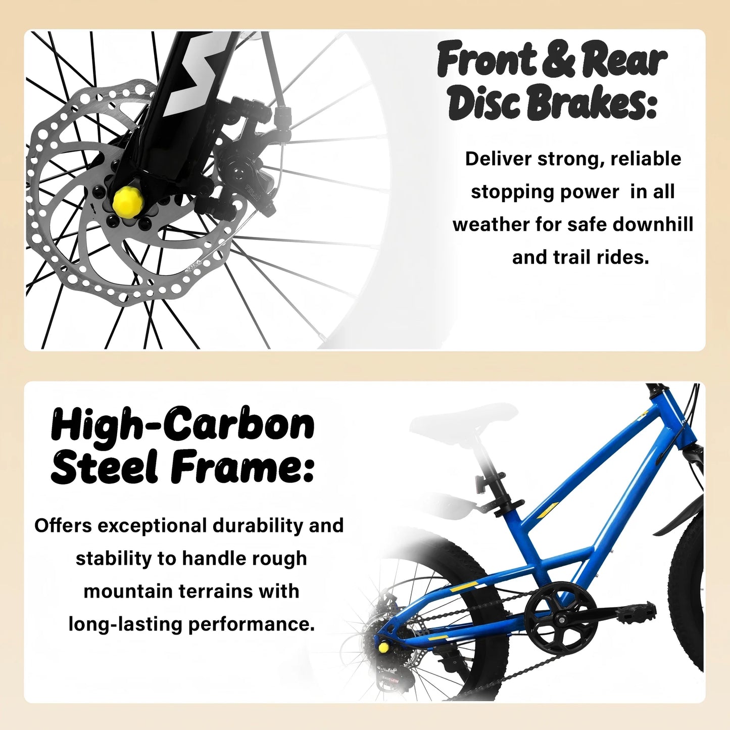 20-Inch Kids Mountain Bike . 7-Speed Bicycle for Boys & Girls Ages 6–12 with Front Suspension  Description: