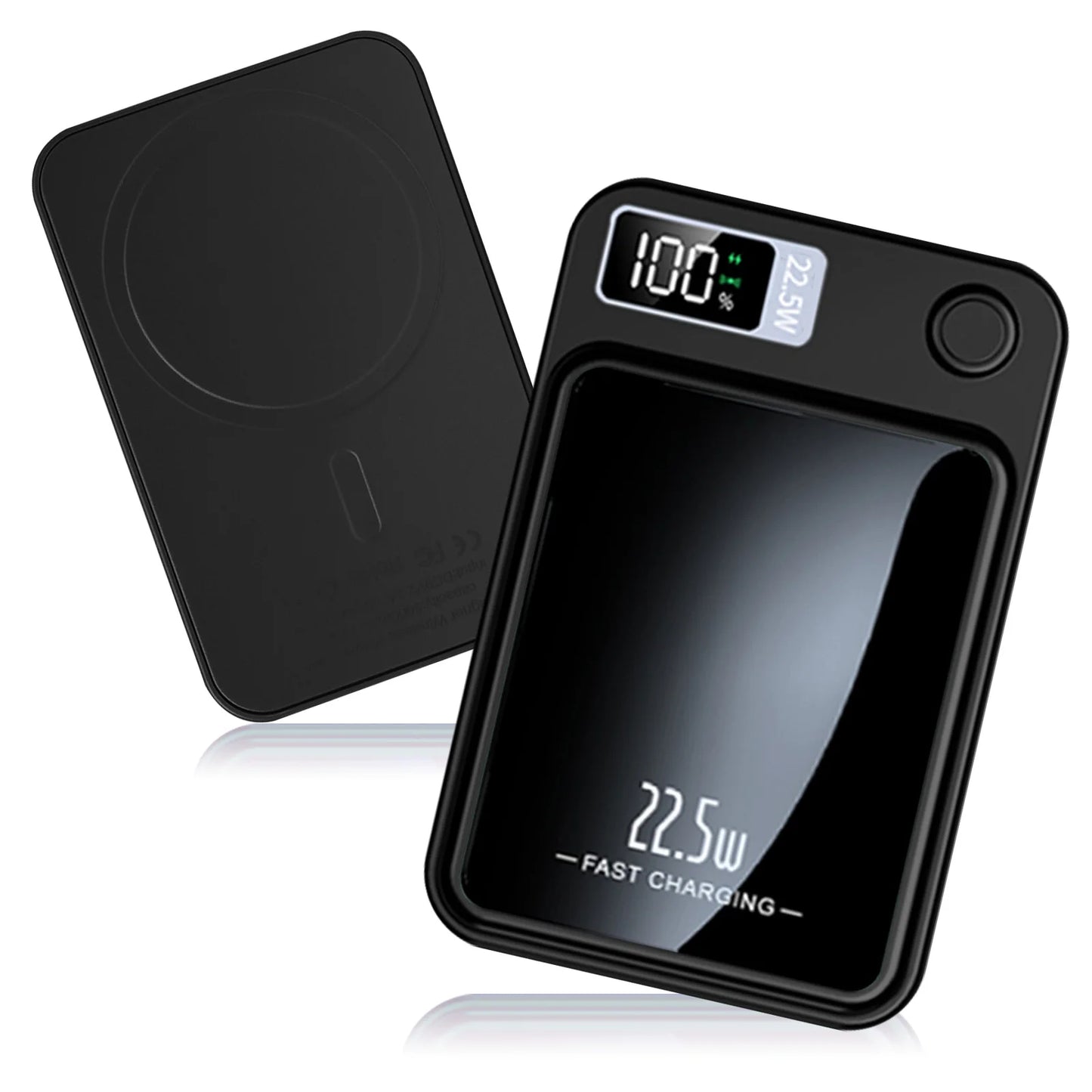 10000mAh Magnetic Wireless Power Bank, 2-in-1 Fast Charging Portable Charger with USB-C & MagSafe Compatible Battery Pack