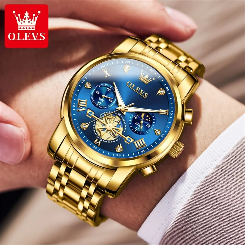 Men’s Classic Roman Numeral Watch. Elegant Metal Bracelet Design