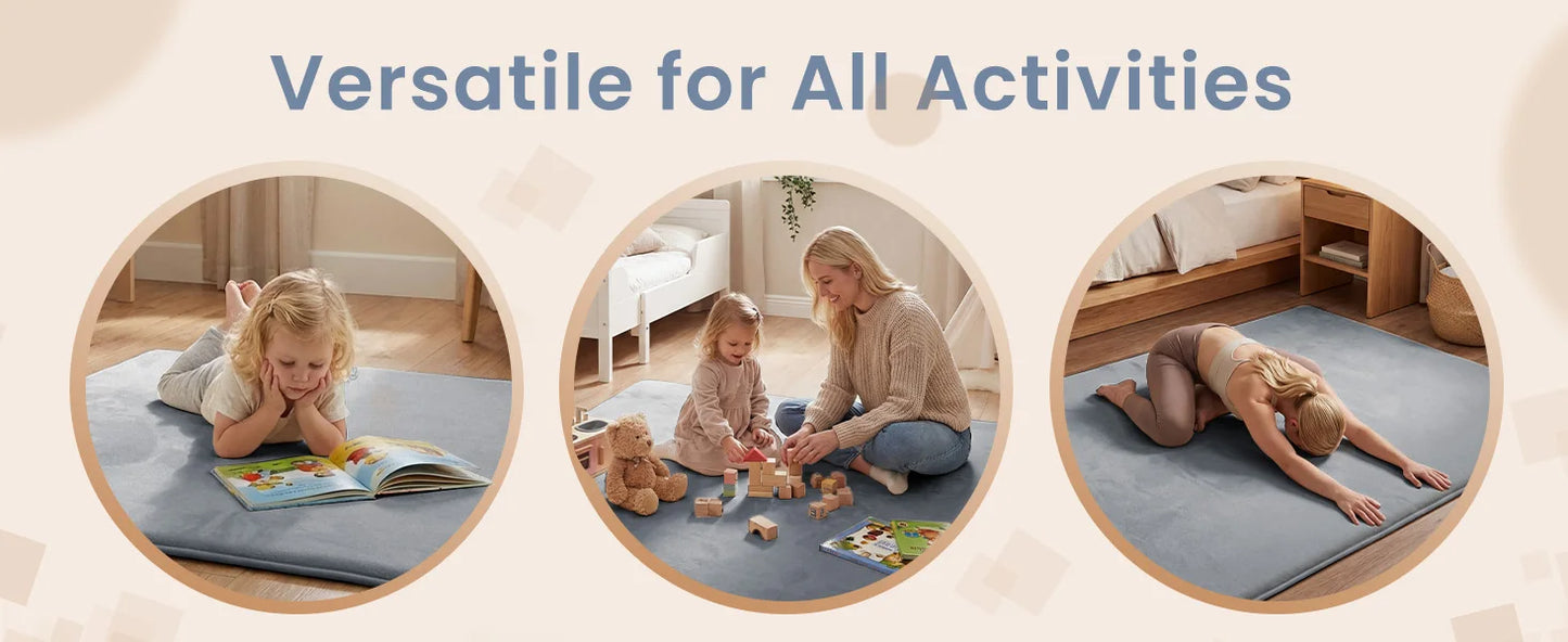 Extra Thick Memory Foam Baby Play Mat for Tummy Time, Crawling & Playroom Activities