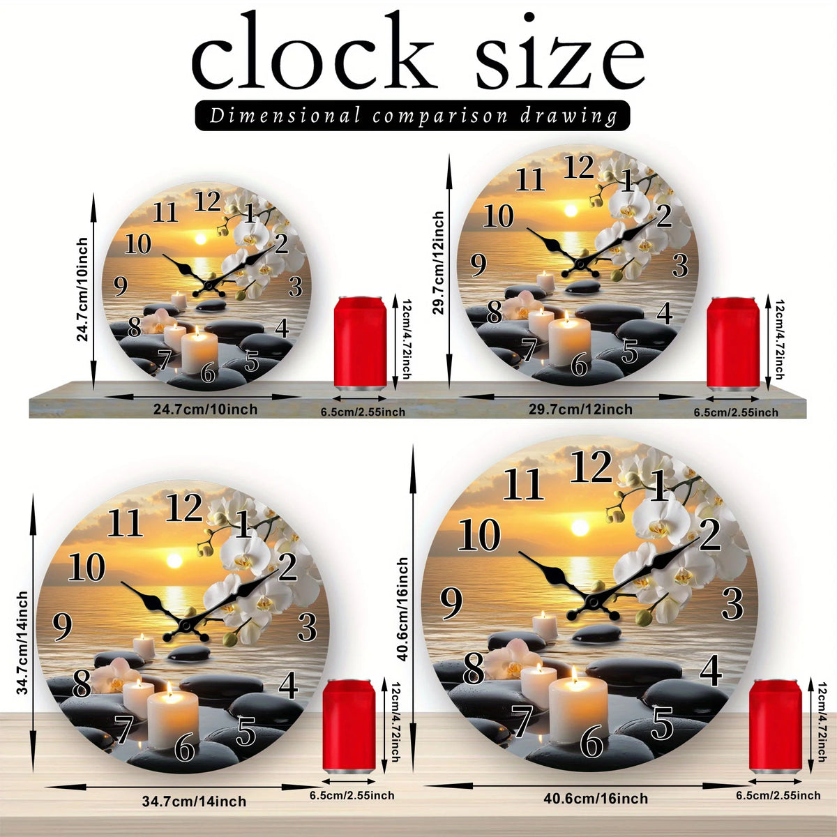 Title: Sunset Orchid Wall Clock – Floral Round Clock for Home Décor
