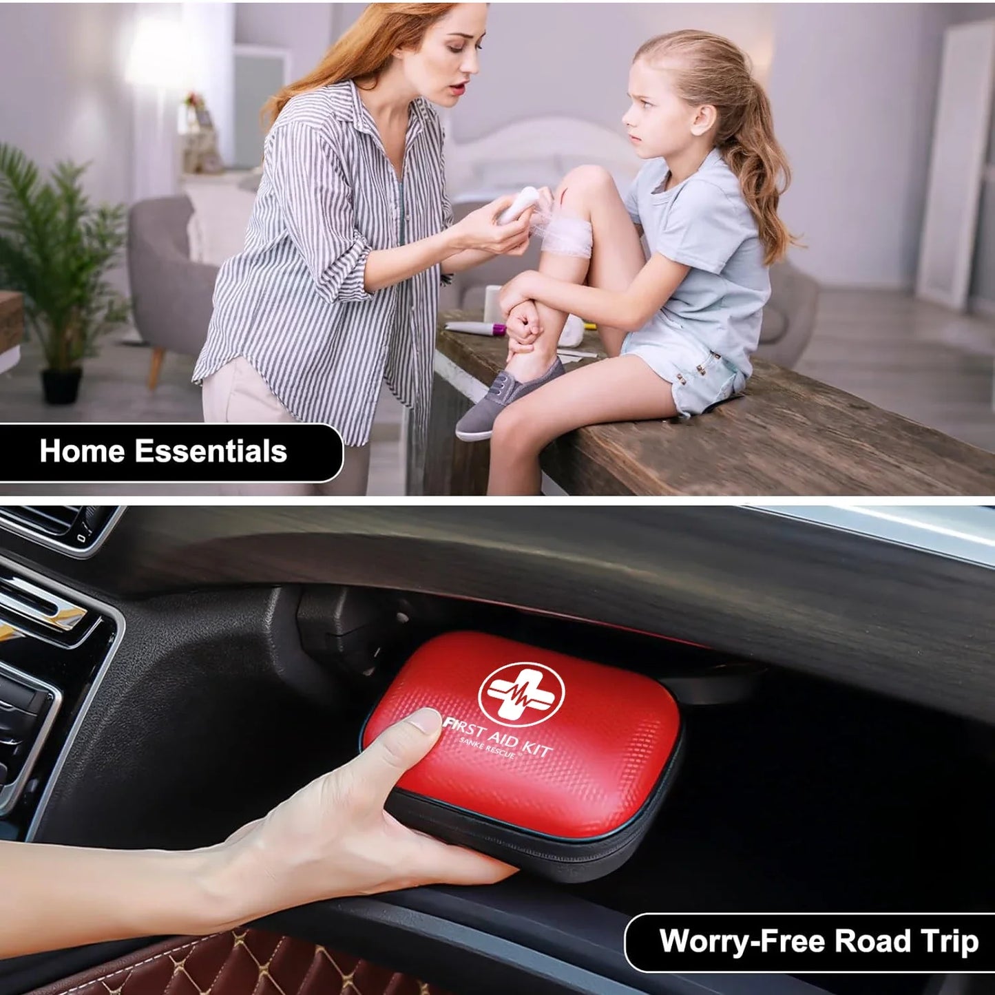 Mini First Aid Kit 150 Piece Small Waterproof Hard Shell Medical Kit for Home Car Travel Camping Truck Hiking Sports Office